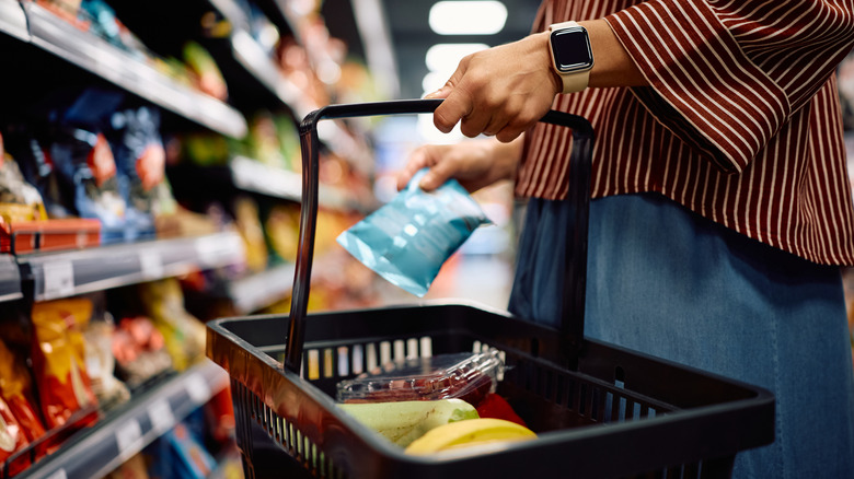 Woman shopping for groceries