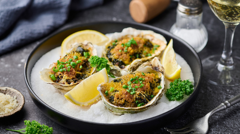 A plate of oysters Rockefeller