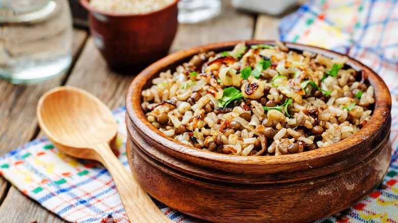 Bowl of rice pilaf 