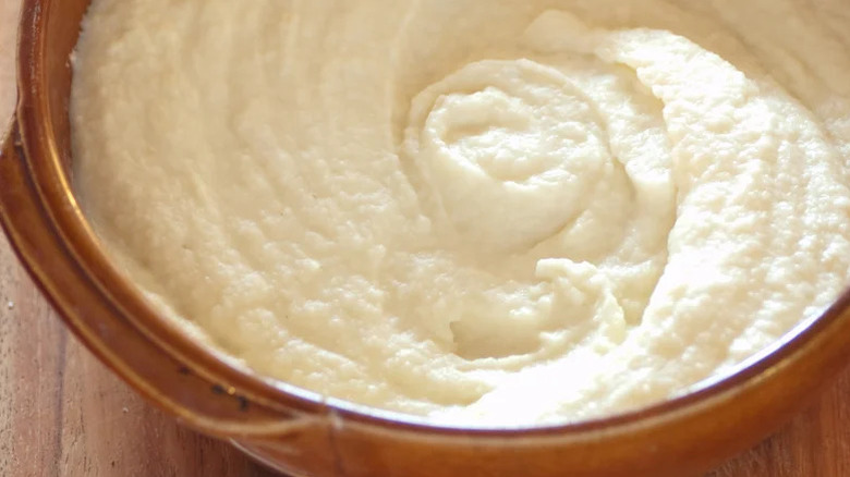 Close-up view of potato-parsnip mash