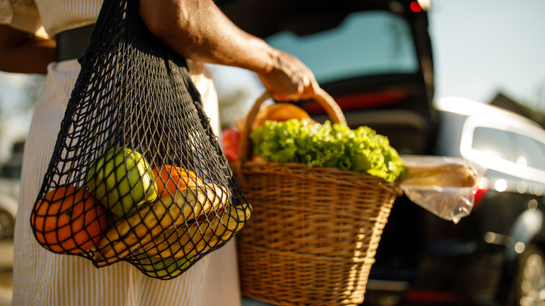 Woman carrying provisions