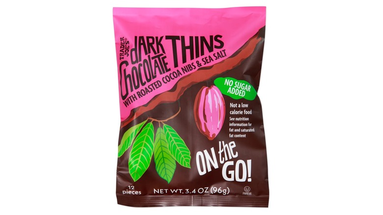 A package of Trader Joe's Dark Chocolate Thins On the Go!