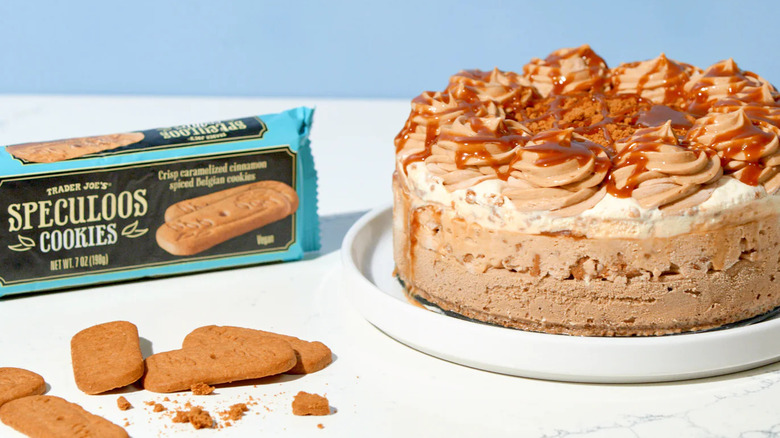 A package of Trader Joe's Speculoos Cookies and a speculoos cake