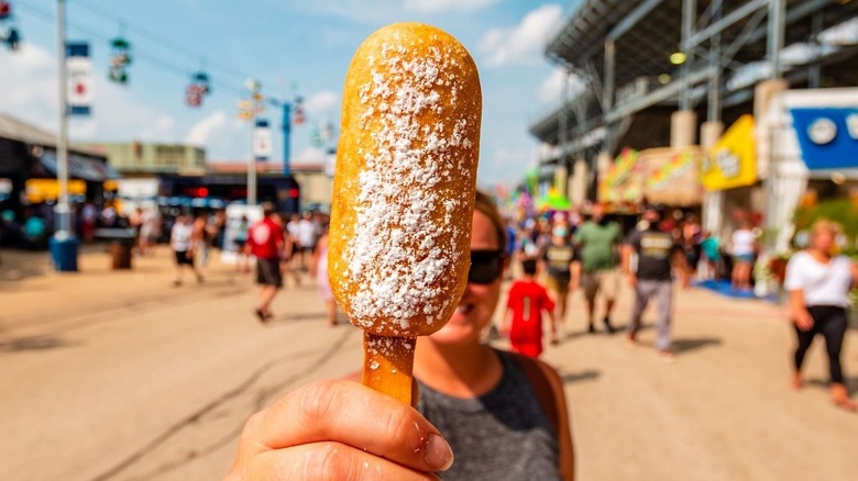 Deep-fried Twinkie on a stick
