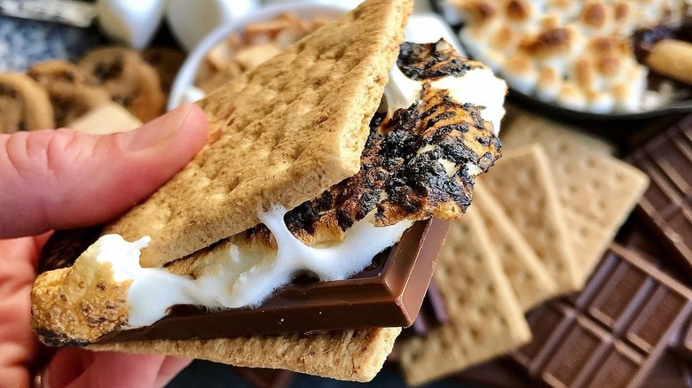 Hand holding S'mores dessert