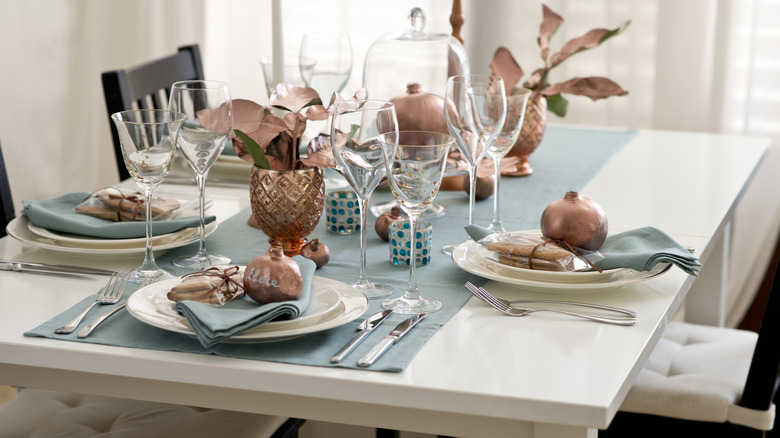 table set for fancy dinner