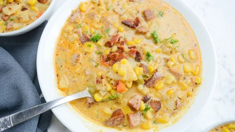 Cajun-style corn chowder 