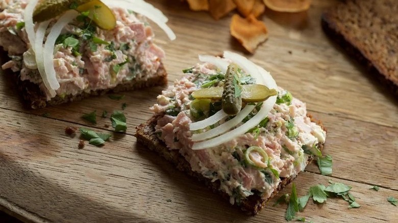 open-faced deviled ham sandwiches