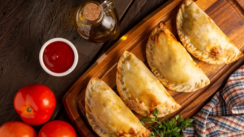 Argentine empanadas on a board
