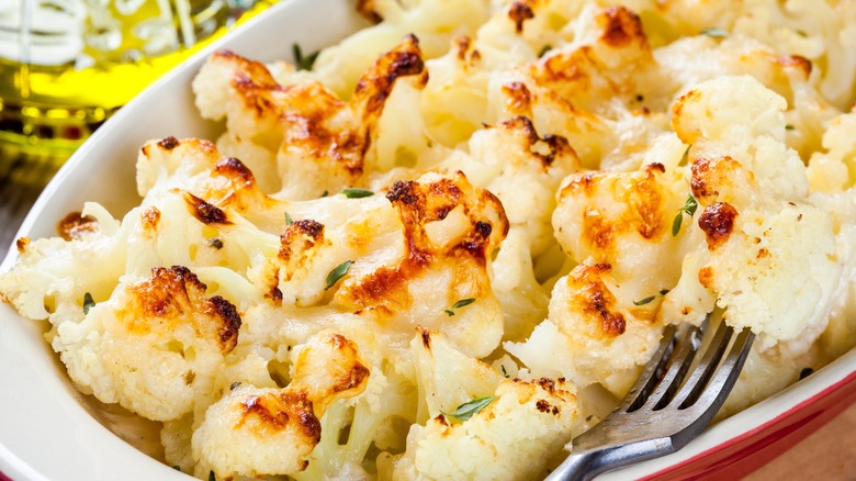 cauliflower cheese baking dish