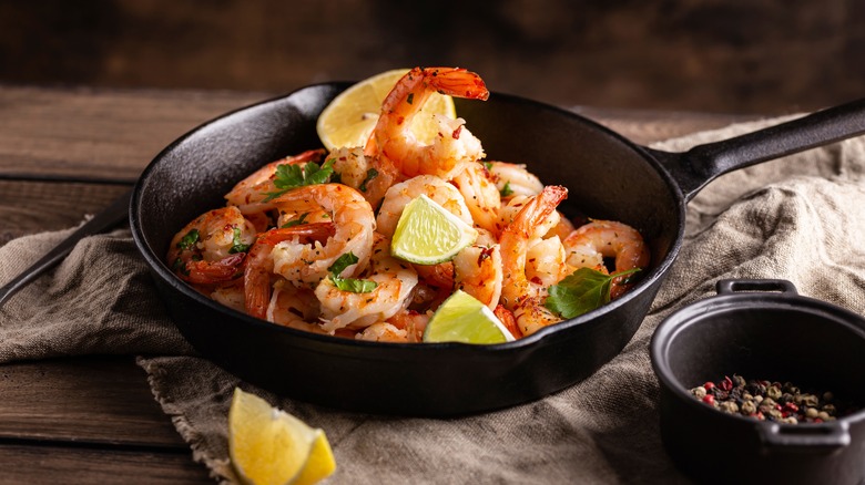 garlic shrimp in a pan