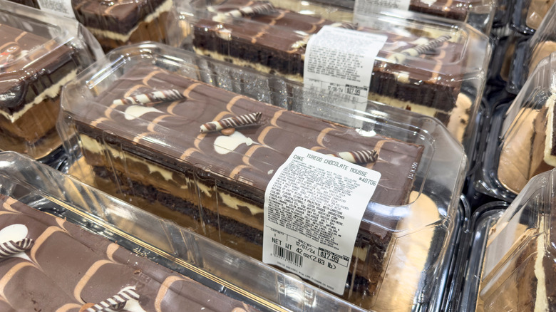 Costco bakery Tuxedo Chocolate Mousse Cakes on display