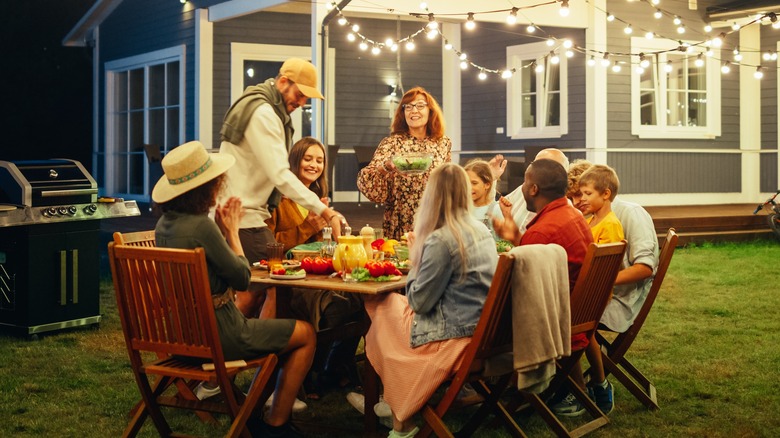 friends seated for dinner