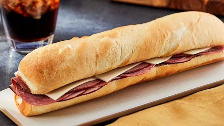 Marketside New York Deli Sub Sandwich on a rectangular platter.