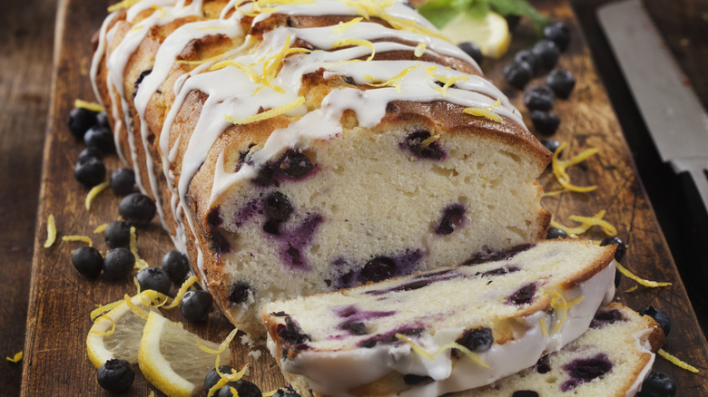 sliced blueberry lemon loaf