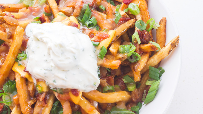 Loaded fries with various toppings