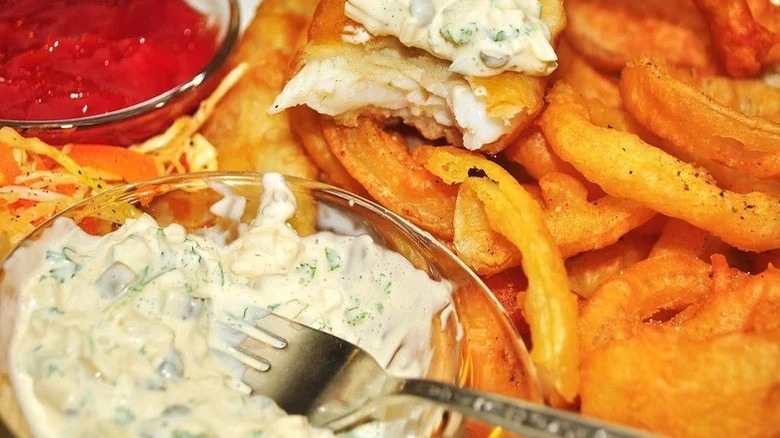 tartar sauce on fish