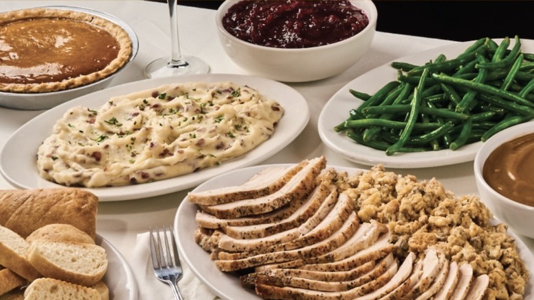 Table set with Buca di Beppo's Thanksgiving menu