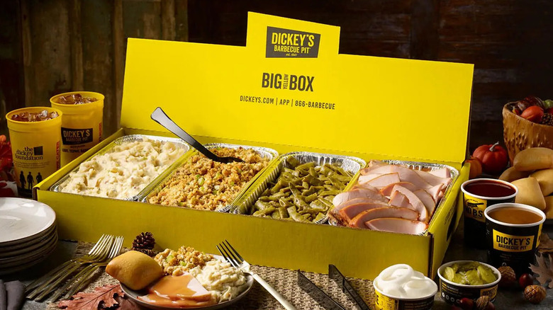 Yellow sign for a Dickey's Barbecue Pit