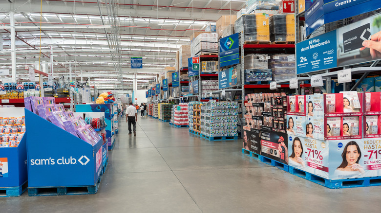 The interior of a Sam's Club warehouse.
