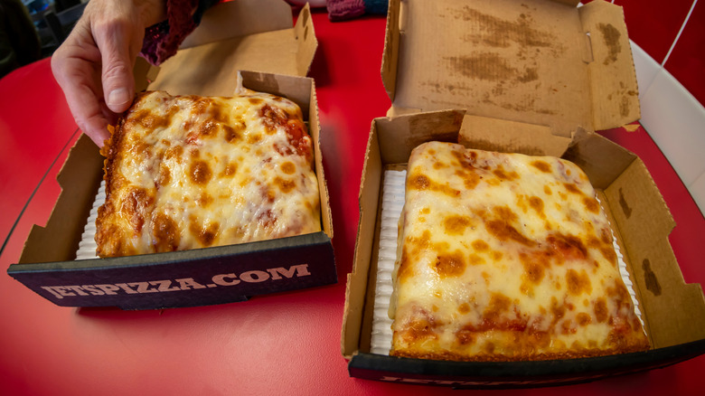 Detroit-style deep dish slices from Jet's Pizza.