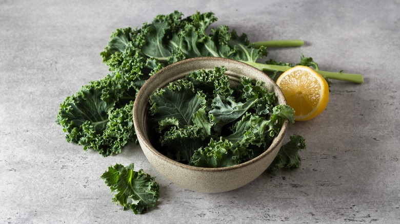 kale leaves and lemon