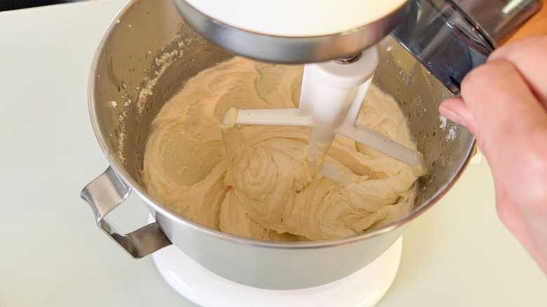 Butter and sugar creamed together with oil and extracts