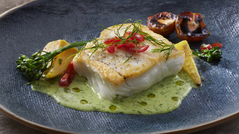 halibut in sauce