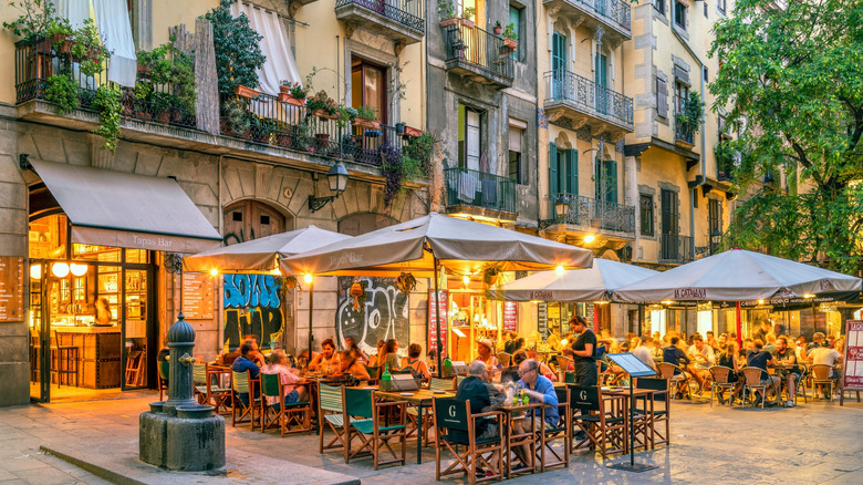 Outdoor tapas in Barcelona.