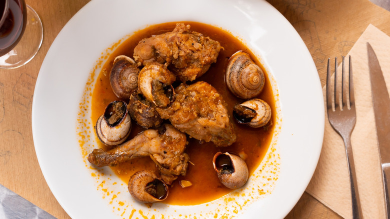 Catalan stewed rabbit with snails.
