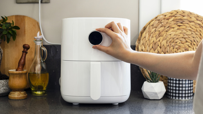 Air fryer displayed on a kitchen counter.