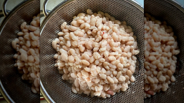 Overcooked white beans made in an Instant Pot.