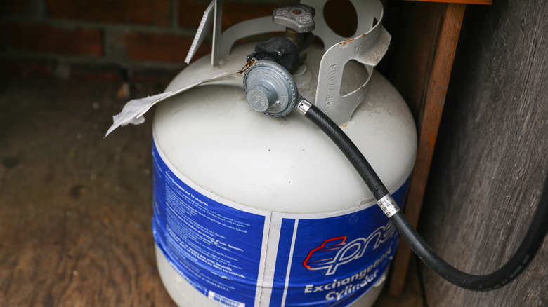 A propane gas tank regulator