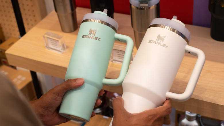Two Stanley tumblers held side-by-side