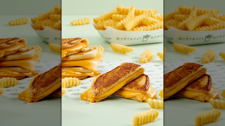 A grilled cheese sandwich and fries from Shake Shack.