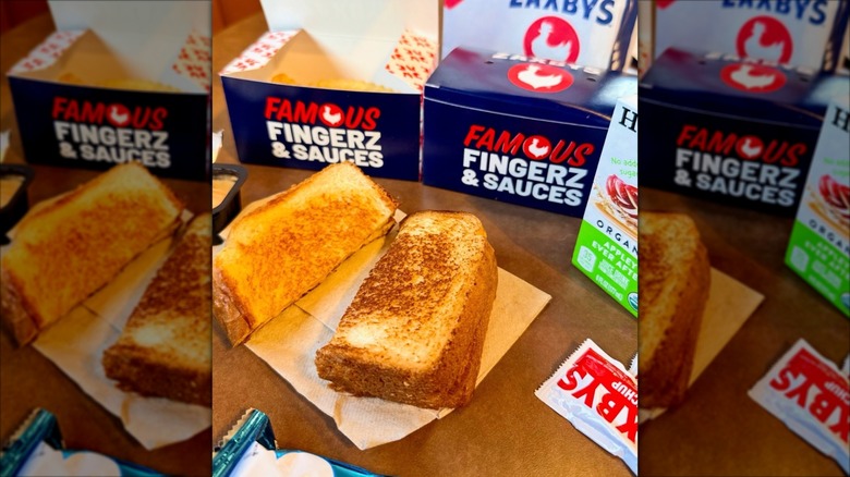A grilled cheese sandwich from Zaxbys.