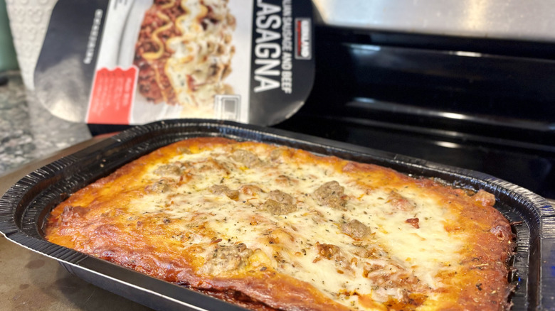 Kirkland Signature Lasagna from costco in its paper container