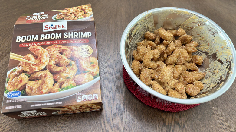 Boom Boom Shrimp from costco prepared in a bowl