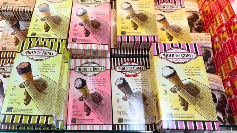 A variety of Hold the Cone! Mini ice cream cones from Trader Joe's