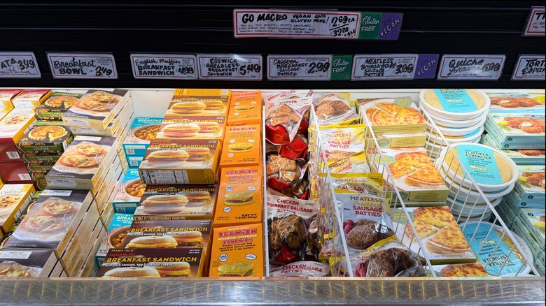 A freezer case at Trader Joe's.