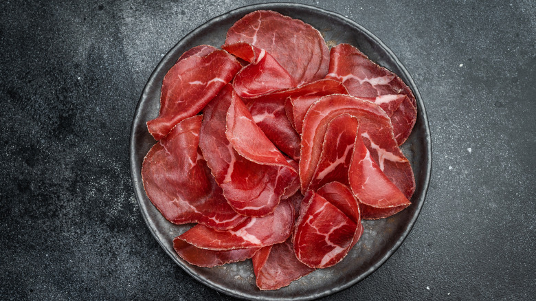 A plate of bresaola.