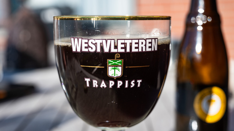 A glass full of Westvleteren 12 beer.