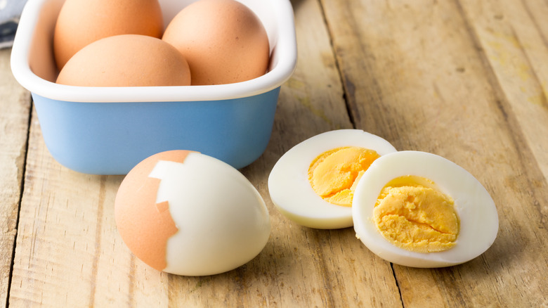 peeled hard boiled egg
