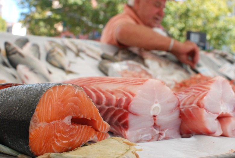 A fish monger in Venice, Italy