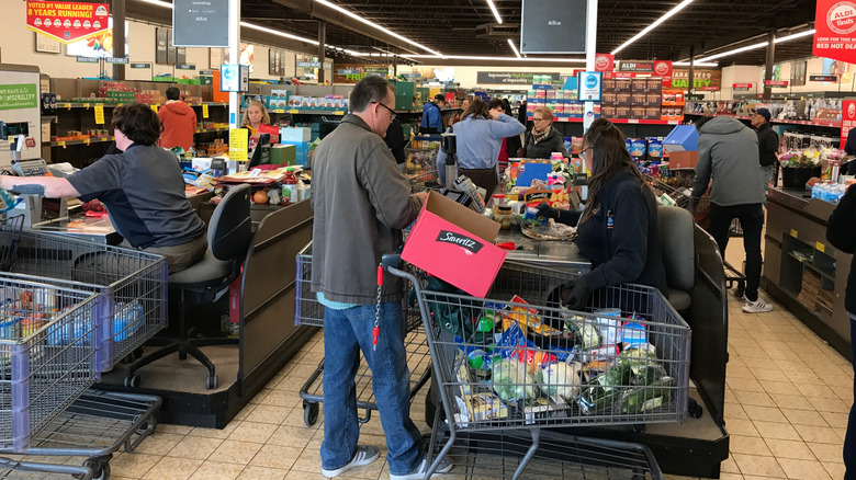 pictured Aldi checkout area