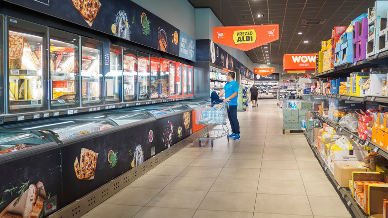 photographed interior of Aldi store
