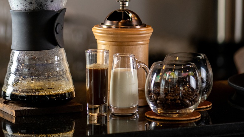 Person making a pour over coffee