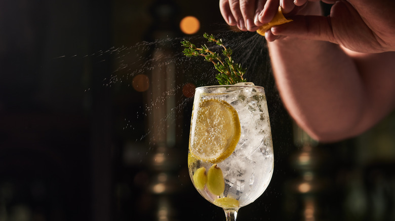 Vodka cocktail assembled in a glass.