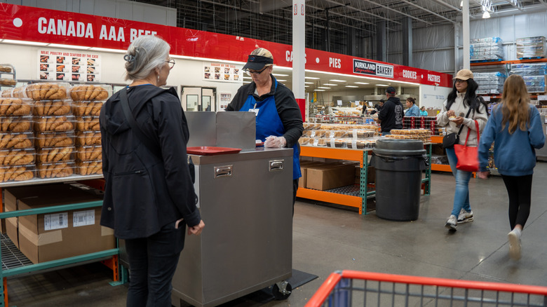 Costco shopper samples food