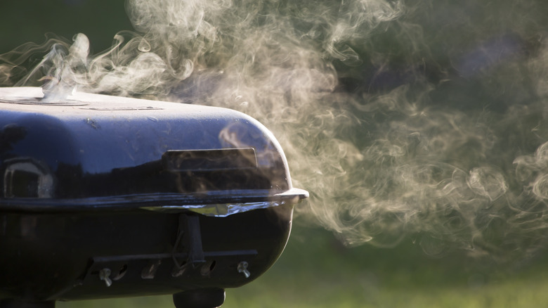 closed grill smoking